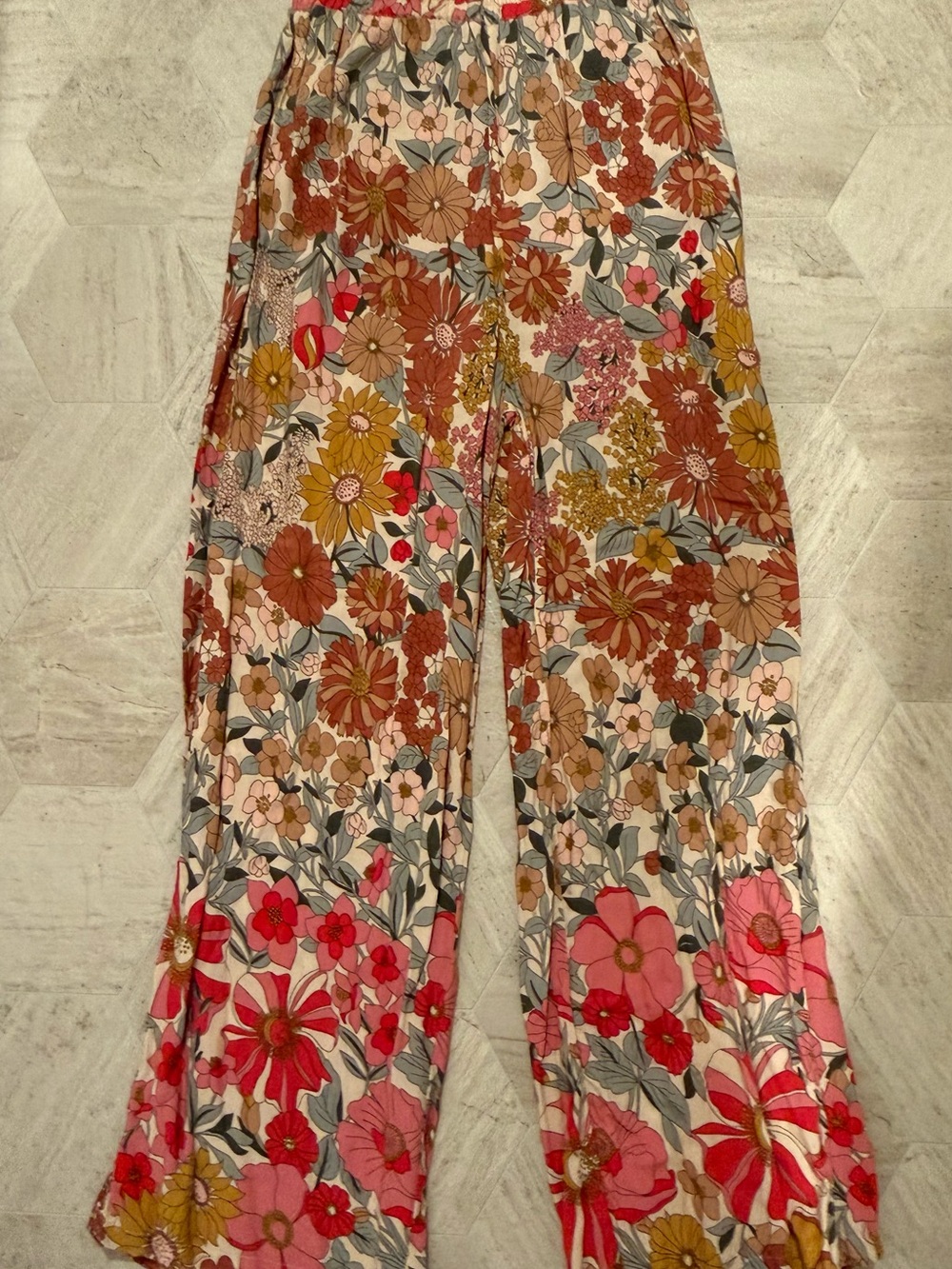 Petal & Pup Pink and Rust Floral Wide-Leg Pants